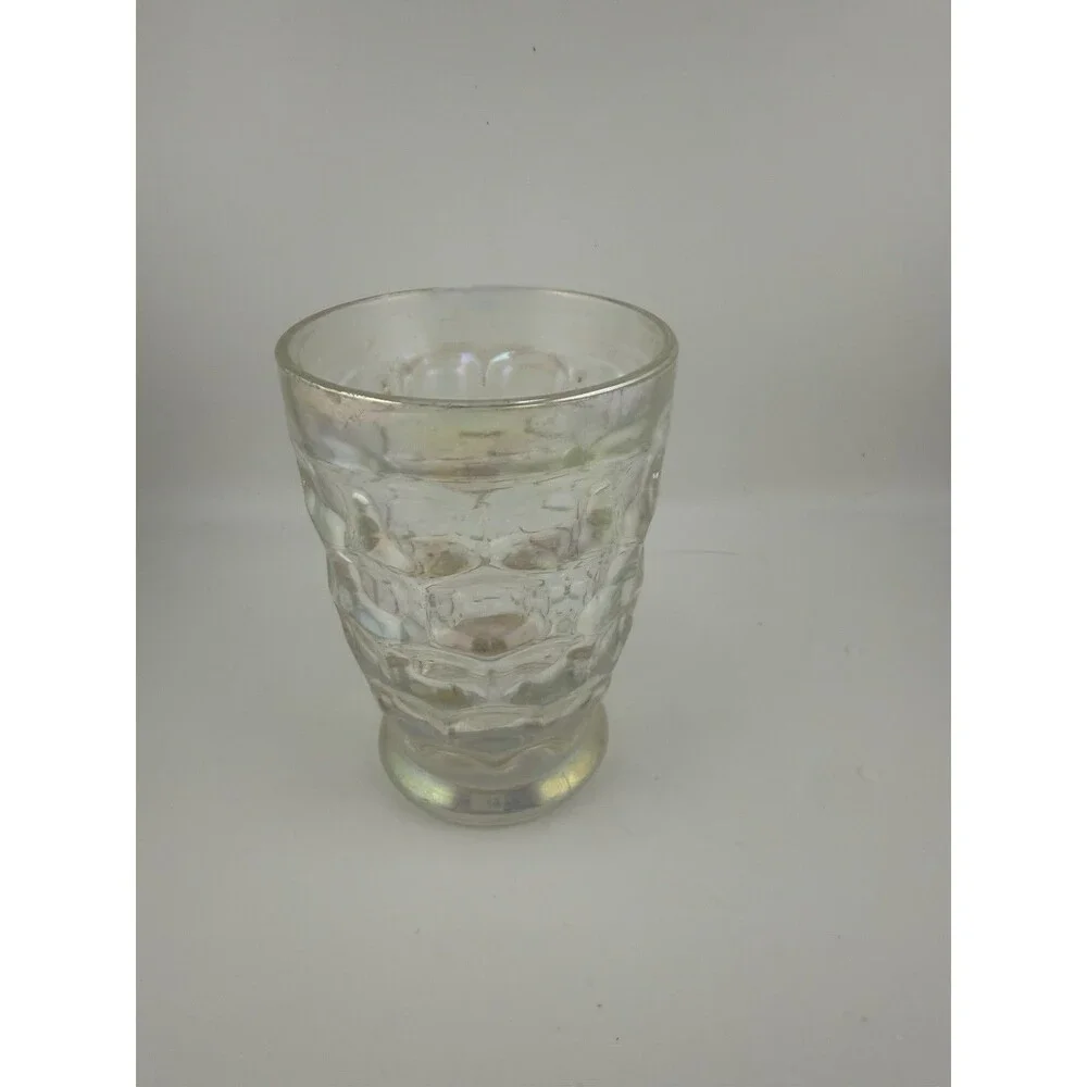 Vintage MID CENTURY 1960s Pressed COLONIAL Iridescent FEDERAL GLASS 10oz Tumbler